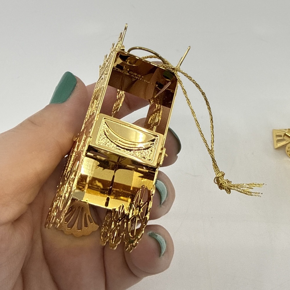 2 Danbury Mint 1990s Christmas Ornaments 23K gold Plated - Picture 10 of 13